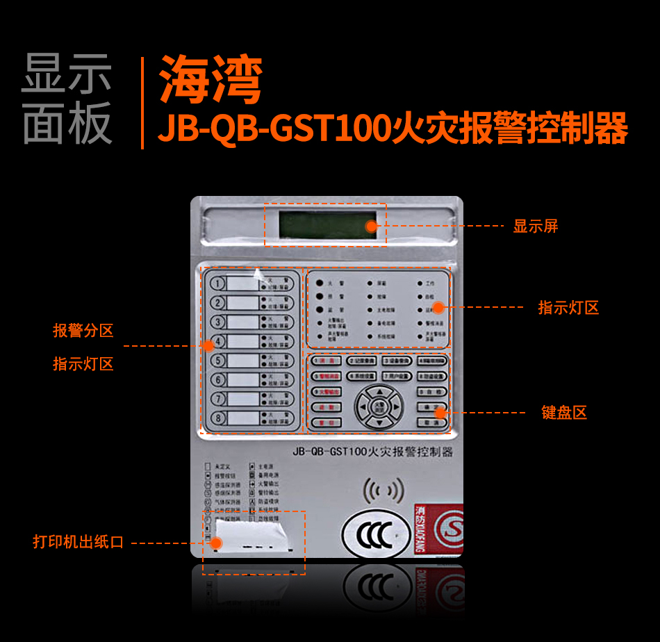 海灣JB-QB-GST100新疆火災報警控制器顯示面板